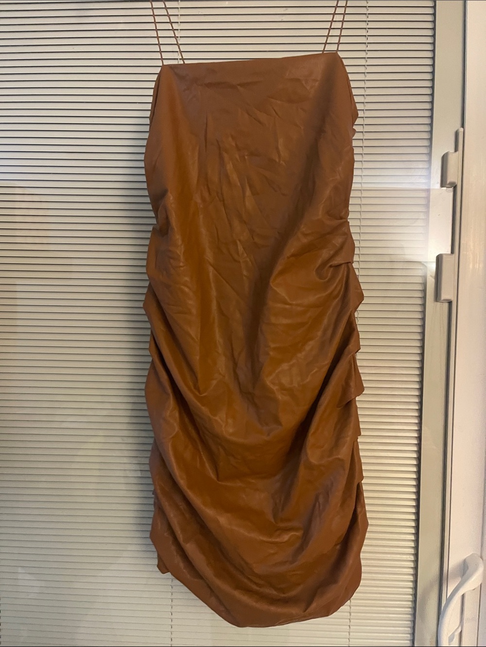 Forever 21 Cognac Brown Ruched Slip Mini Dress